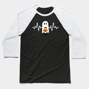 Funny Pumpkin Boo Ghost Heartbeat Halloween Baseball T-Shirt